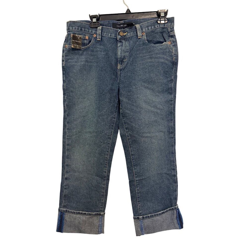 Calvin Klein Womens Cuffed Denim Jeans Size 10 Made In Mexico New With Tags